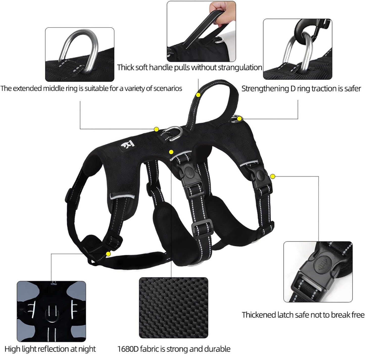 SafeWalk Adjustable Dog Vest – No Pull Reflective Harness