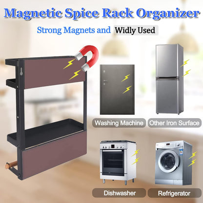 Space Saving Fridge Spice Organizer with Towel Holder