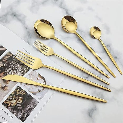 Simple 36-Piece Stainless Steel Flatware Set with Matte Finish