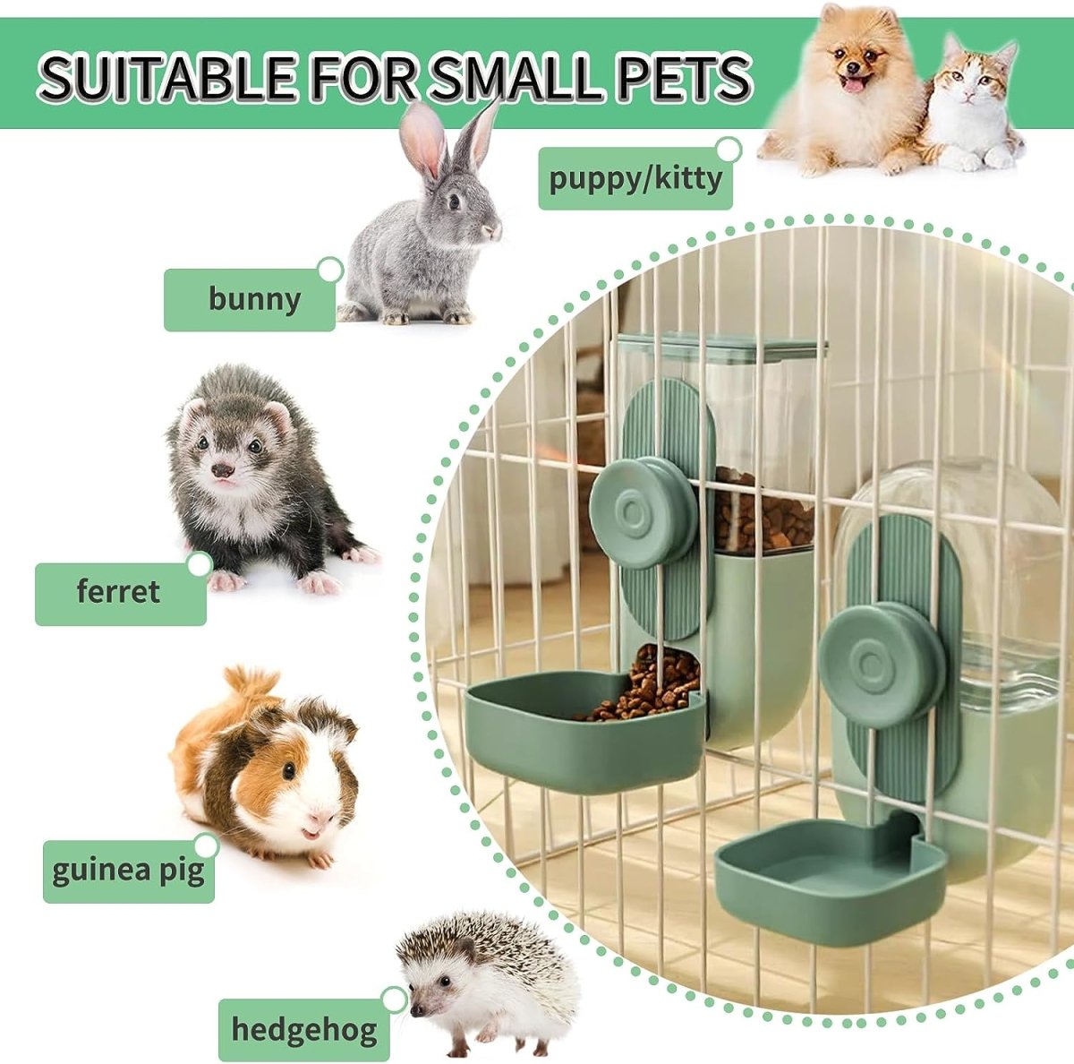 Easy Clean Rabbit Feeder and Water Dispenser Set