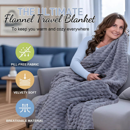 Portable Travel Blanket with Pillow Case and Bag