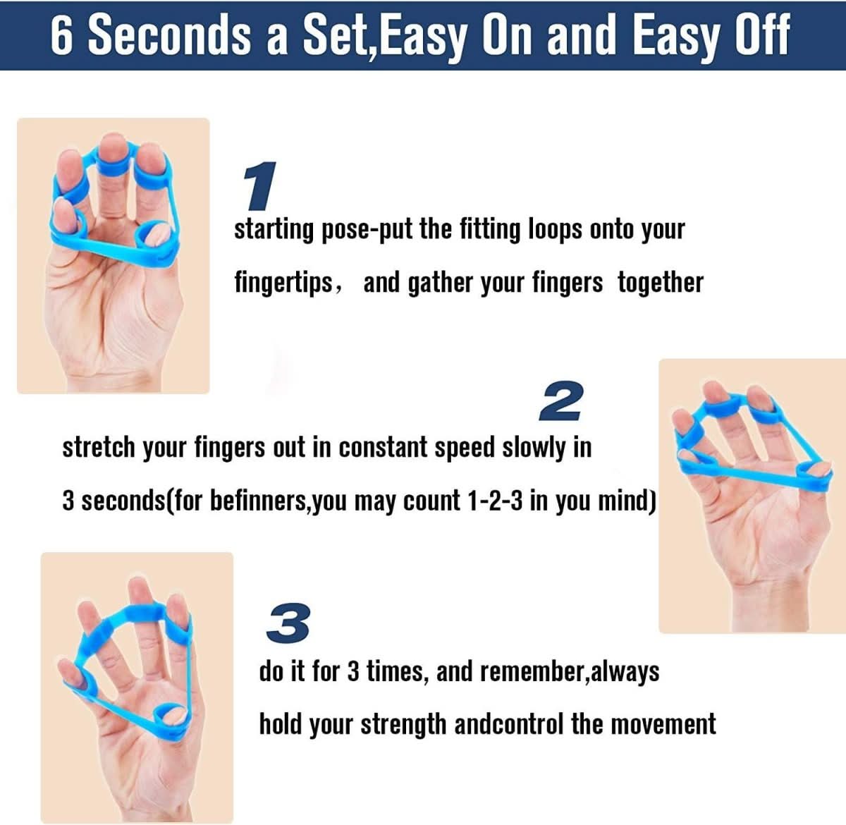 Compact 6pc Finger Exerciser Grip Strengthener Set
