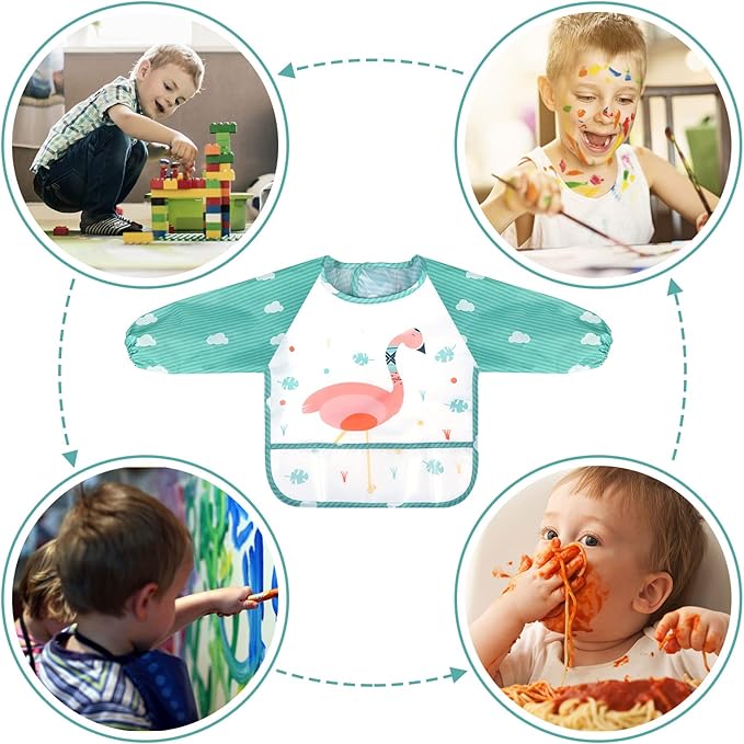 Protective Baby Long Sleeve Waterproof Bib Apron