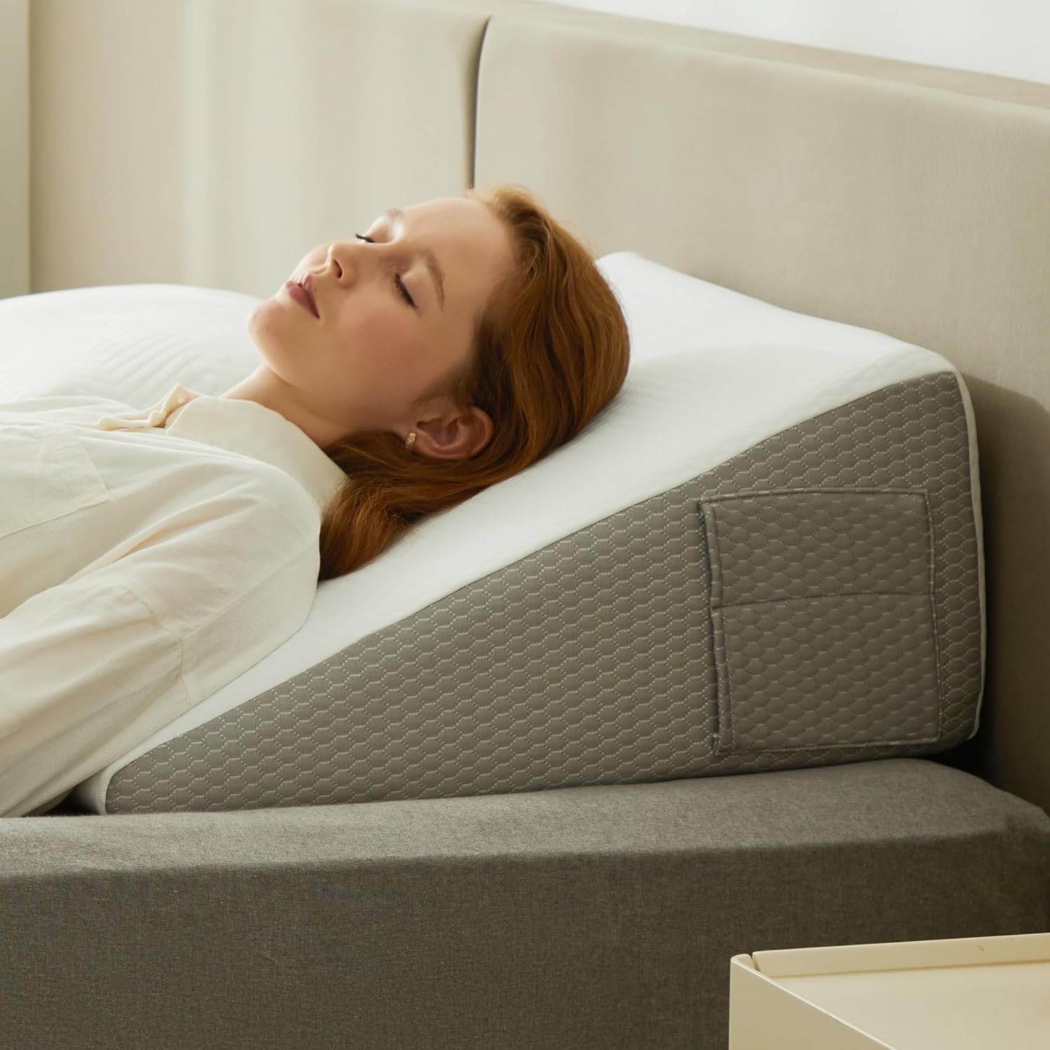 Comfortable Cooling Memory Foam Wedge Pillow for Back Pain - Fesara