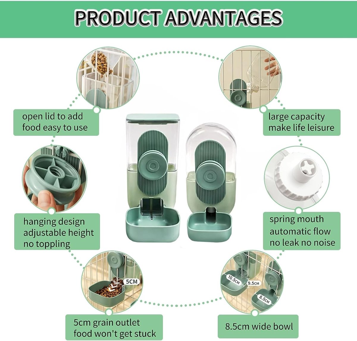 Easy Clean Rabbit Feeder and Water Dispenser Set