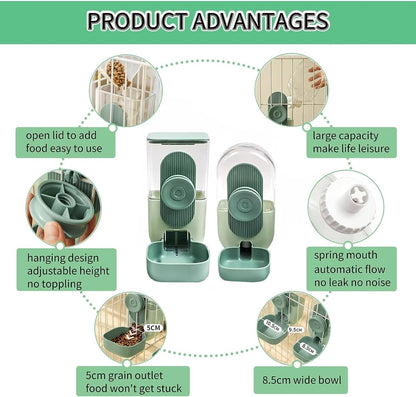Easy Clean Rabbit Feeder and Water Dispenser Set