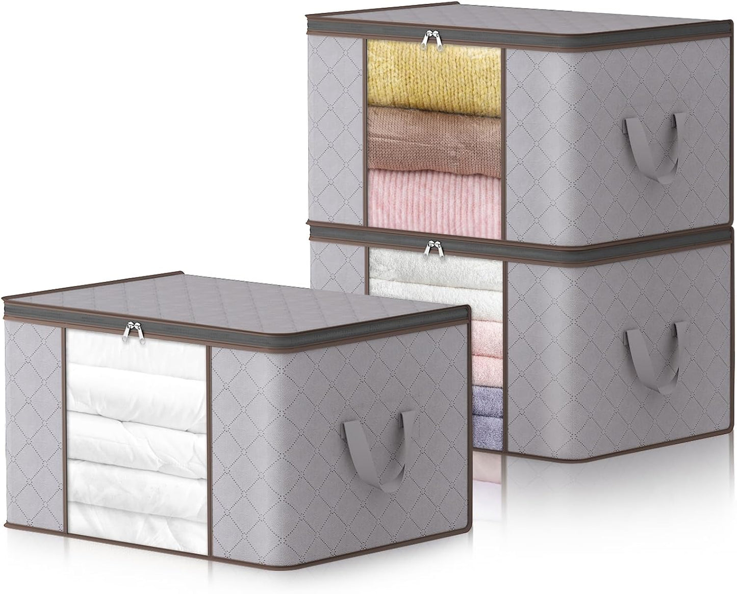 Collapsible Plastic Storage Bins with Lids and Window