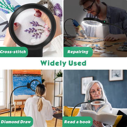 Large LED Magnifying Glass for Reading and Crafts