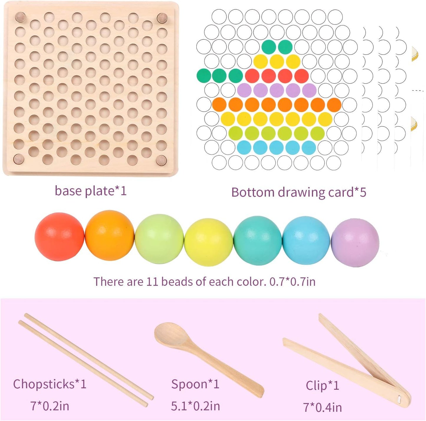 Wooden Bead Toy with Tweezers for Kids Learning Fun