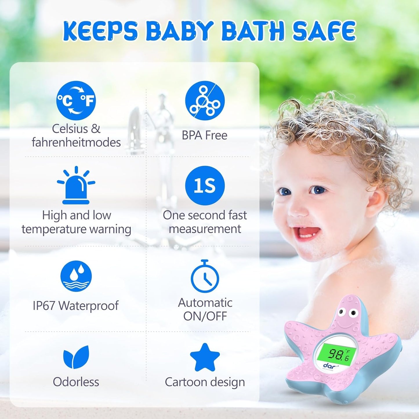 AquaVeilig Baby Bath Thermometer - Accurate Digital Water Temp Gauge