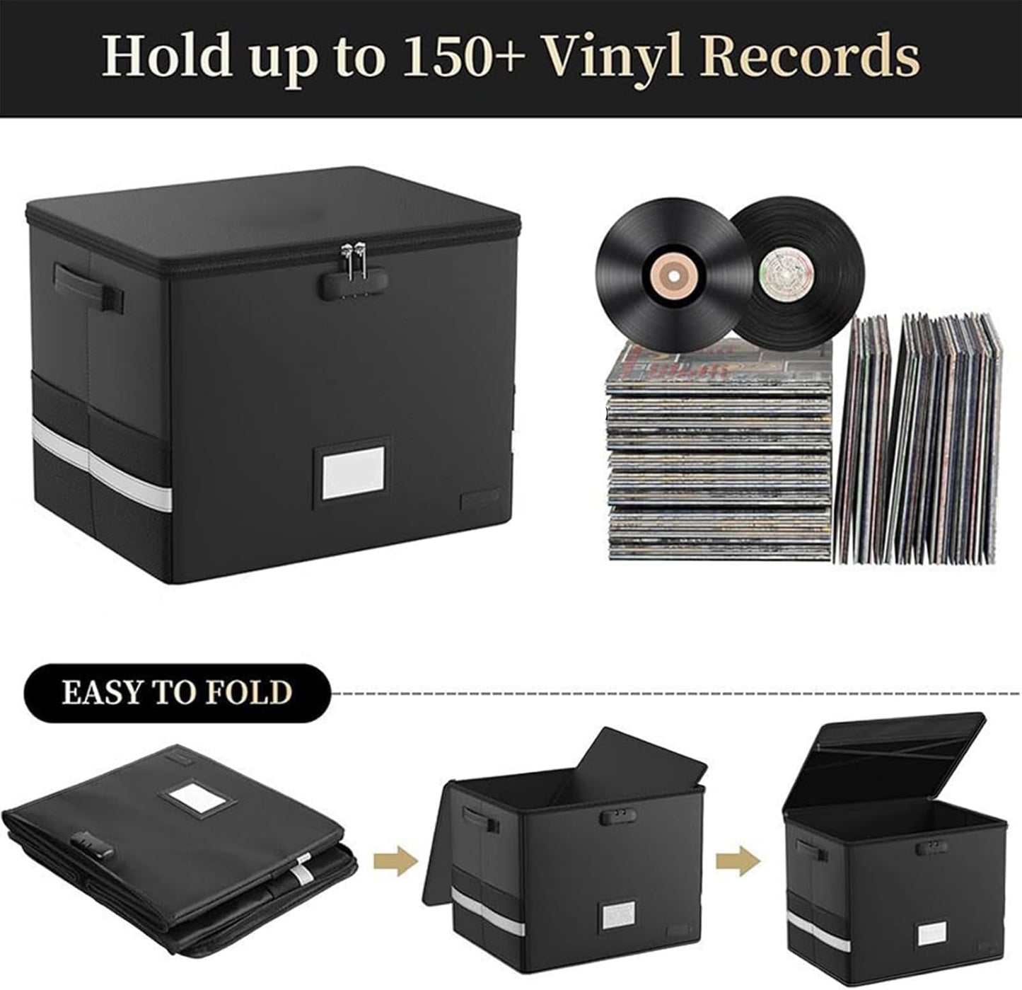 Durable Vinyl Record Storage Box - Waterproof Case