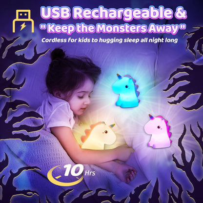 Colourful Kids Night Lamp – Rechargeable USB Bedside Light