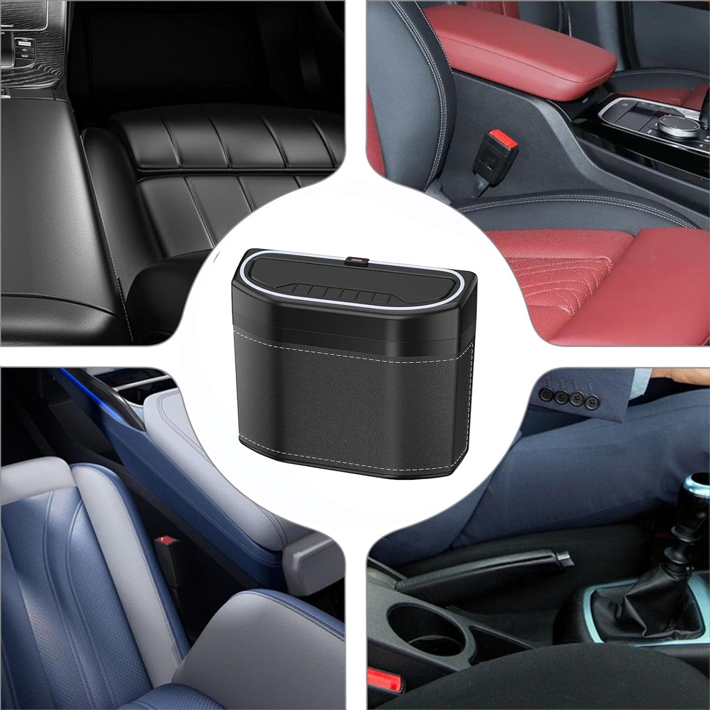 Odor-Free Car Waste Bin with LED Night Light