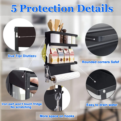 Space Saving Fridge Spice Organizer with Towel Holder - Fesara