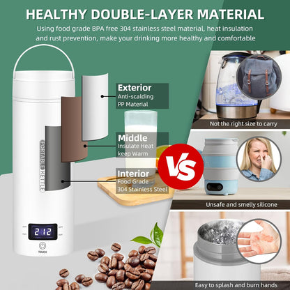 Compact Travel Electric Kettle with LCD Display