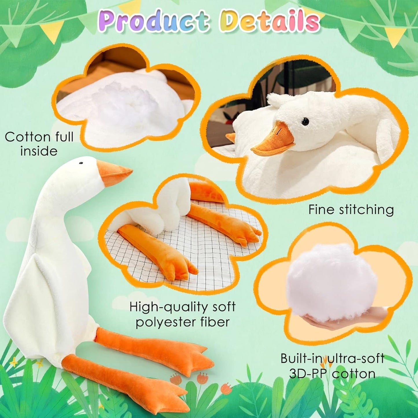 Big Fluffy Goose Stuffed Animal Toy
