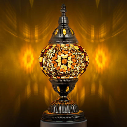 Exotic Mosaic Glass Table Lamp with Metal Base