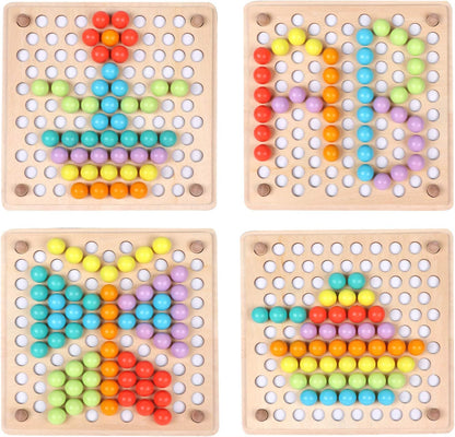 Wooden Bead Toy with Tweezers for Kids Learning Fun
