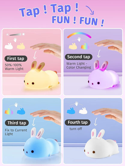 Cute Rabbit Night Light Color Changing LED Lamp