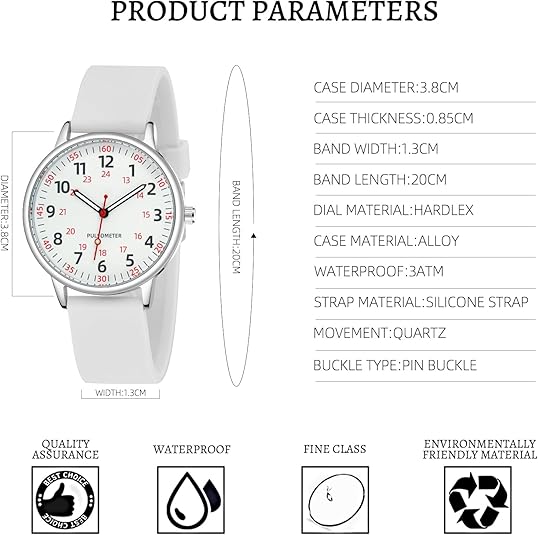 Fashionable Ladies Clip On Watch - Water Resistant Silicone Strap