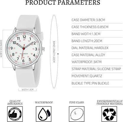 Fashionable Ladies Clip On Watch - Water Resistant Silicone Strap