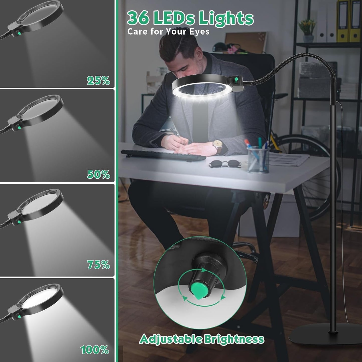 Large LED Magnifying Glass for Reading and Crafts