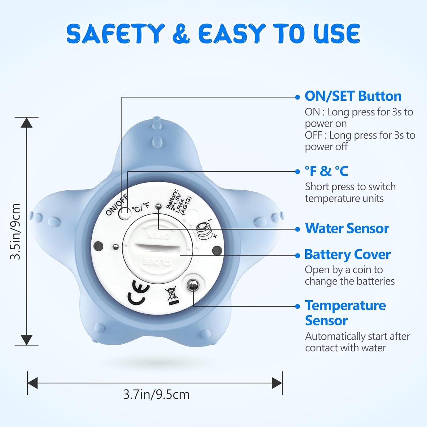AquaVeilig Baby Bath Thermometer - Accurate Digital Water Temp Gauge