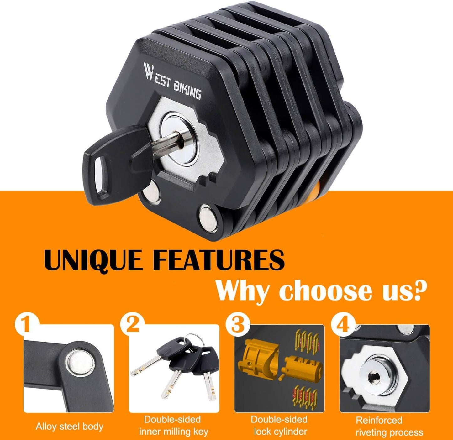 Durable Foldable Bike Lock – Heavy Duty Security Chain