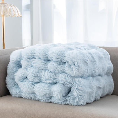 Plush Faux Fur Thick Knit Blanket Throw