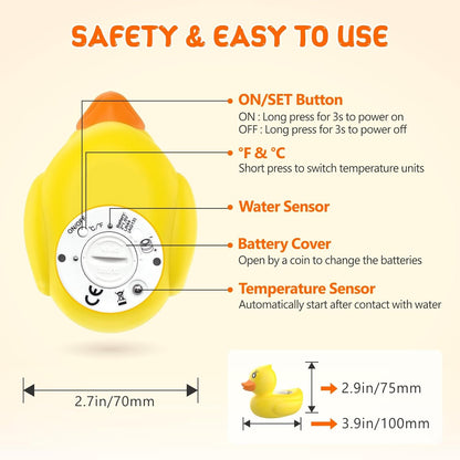 AquaVeilig Baby Bath Thermometer - Accurate Digital Water Temp Gauge