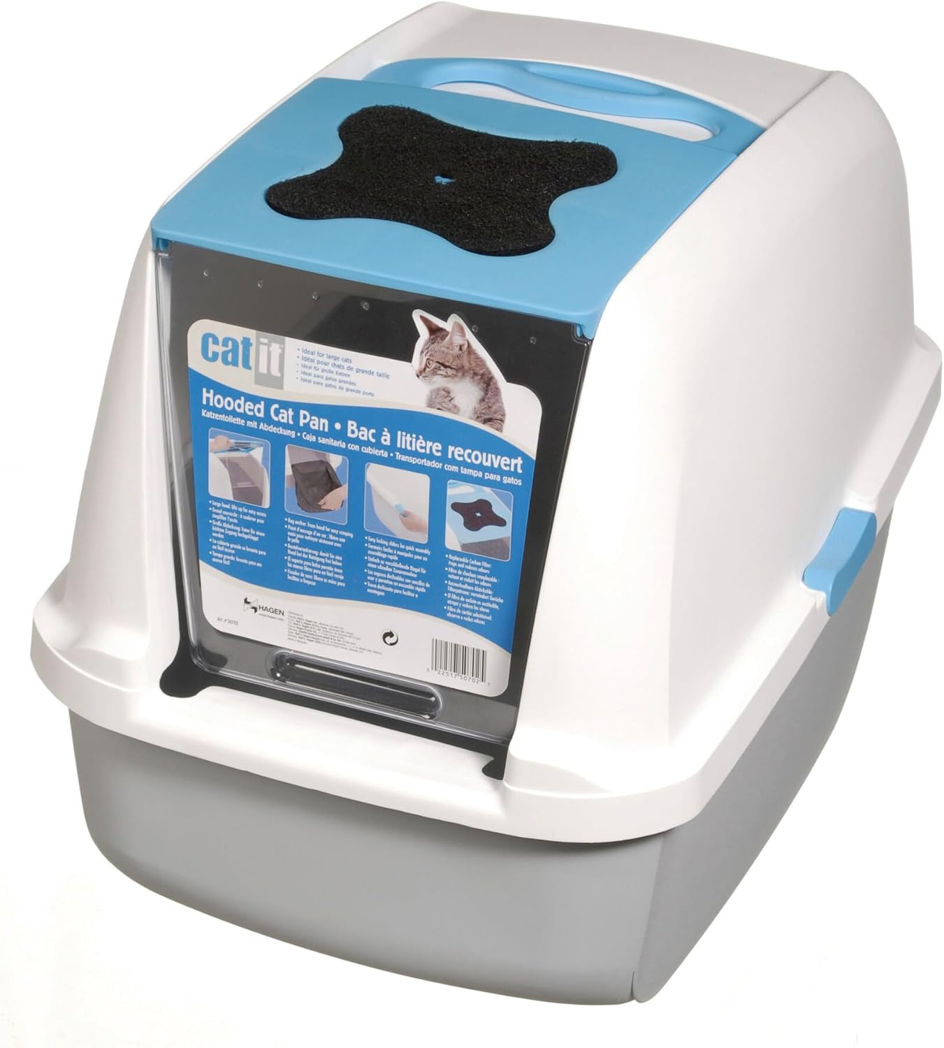 Large Hooded Cat Litter Box with Odor Control System