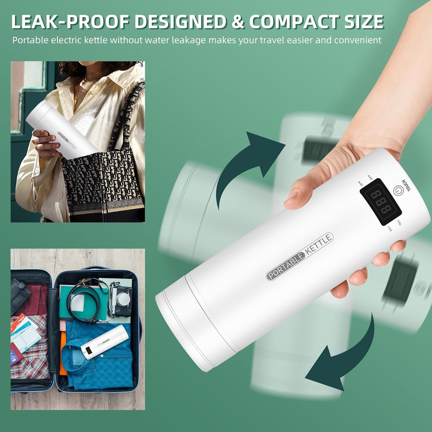 Compact Travel Electric Kettle with LCD Display