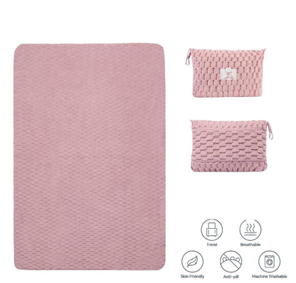 Portable Travel Blanket with Pillow Case and Bag