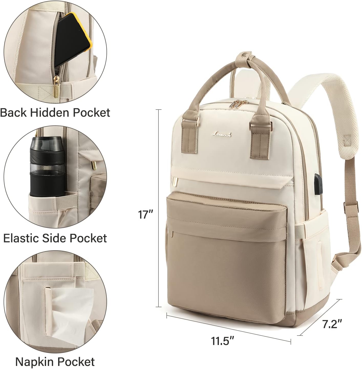 Waterproof 17-Inch Laptop Backpack with USB Charger