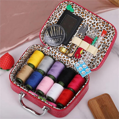Compact Travel Sewing Kit in PU Leather Box
