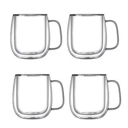 Insulated Double Wall Glass Mug - Clear Borosilicate Coffee Cup