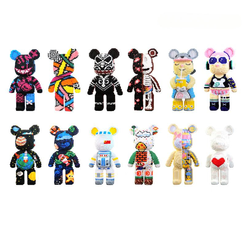 Colorful Building Block Bear Toys - Fun DIY Display Figures