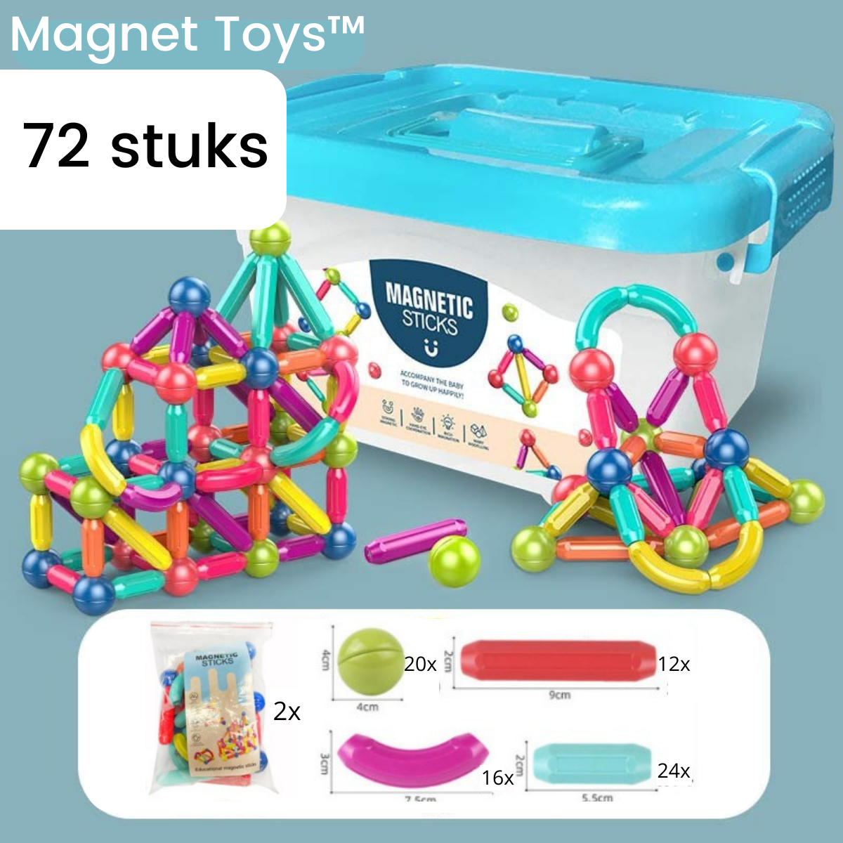 Colorful Magnetic Construction Blocks Set