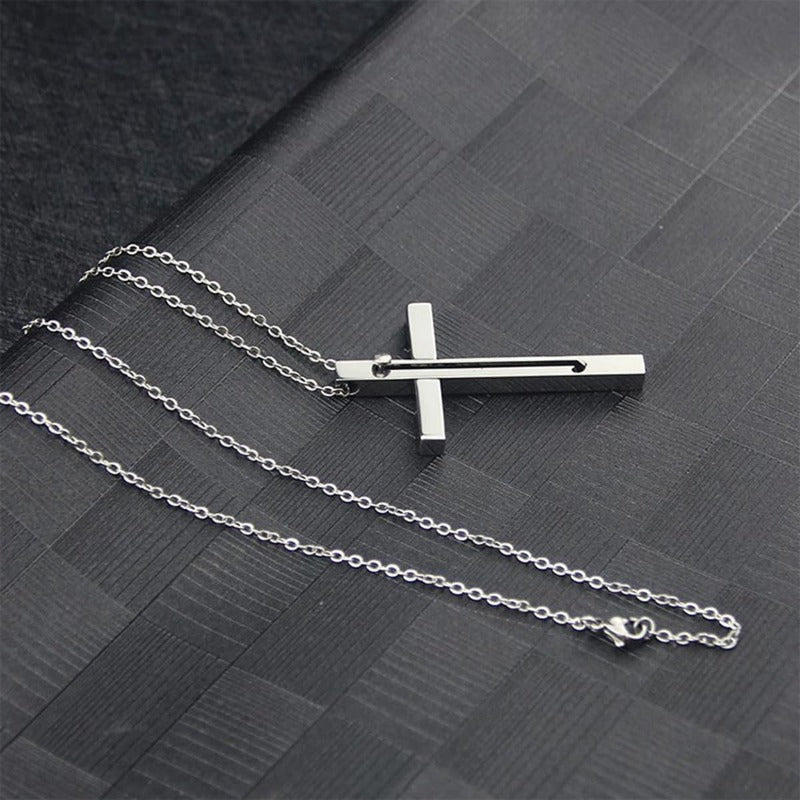 Fesara | Adjustable Toothpick Necklace with Silver Cross Pendant