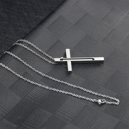 Fesara | Adjustable Toothpick Necklace with Silver Cross Pendant