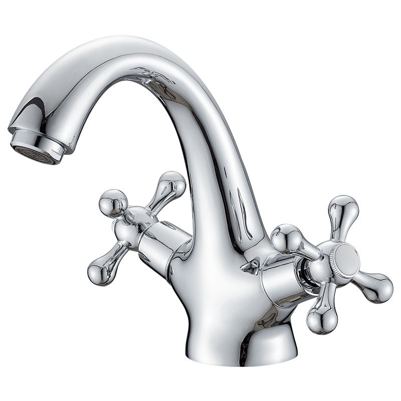 Luxury Bathroom Faucet with Cross Handles - Solid Brass Finish - Fesara