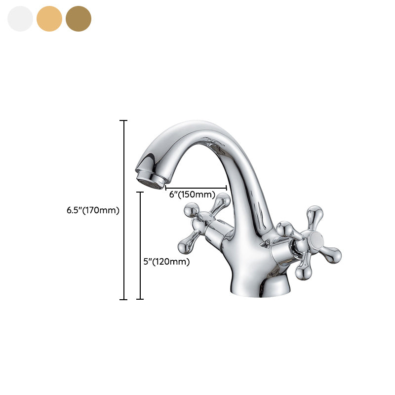 Luxury Bathroom Faucet with Cross Handles - Solid Brass Finish