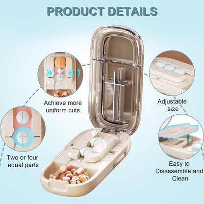 Compact Travel Pill Box with Adjustable Cutter