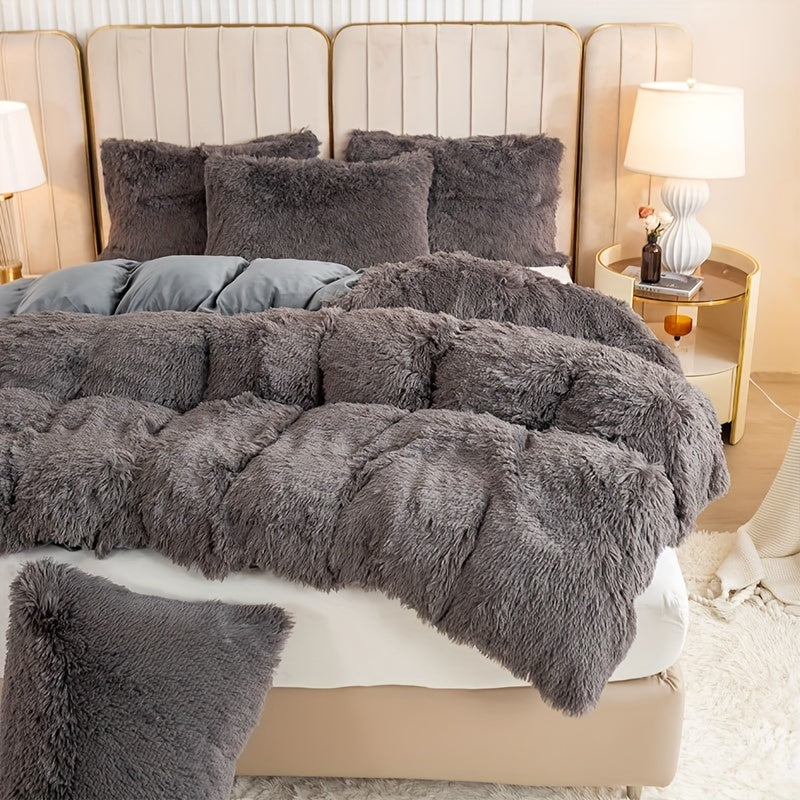 Cozy Fesara Plush Duvet Cover Set with Zipper