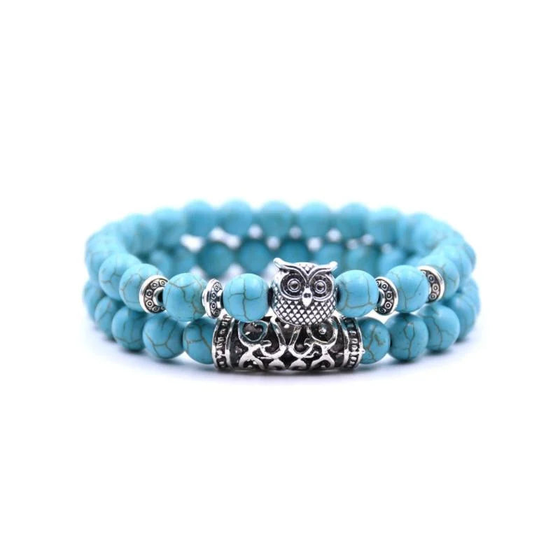 Boho Owl Beaded Stone Wristband