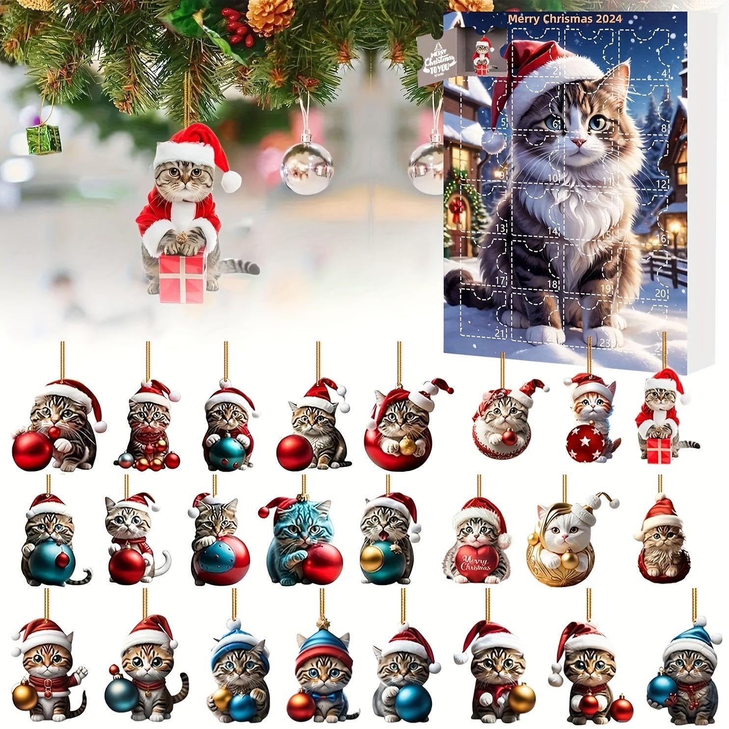 Classic Cats Christmas Countdown Calendar with 24 Gifts - Fesara