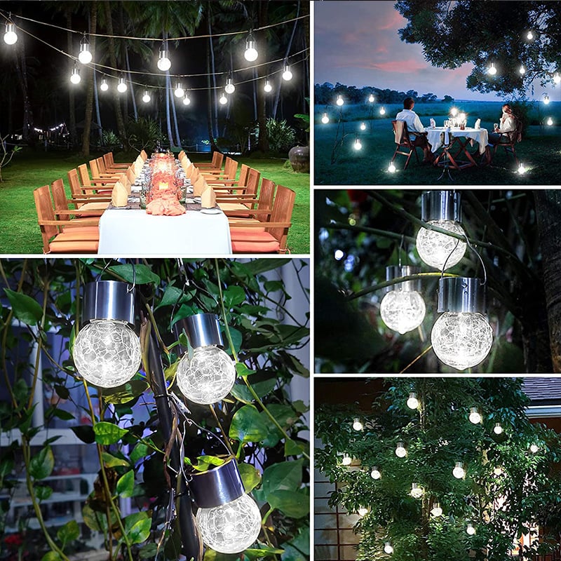 Colorful Cracked Glass Solar Pendant Light