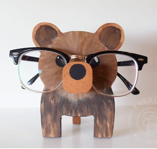 Wooden Animal Glasses Holder