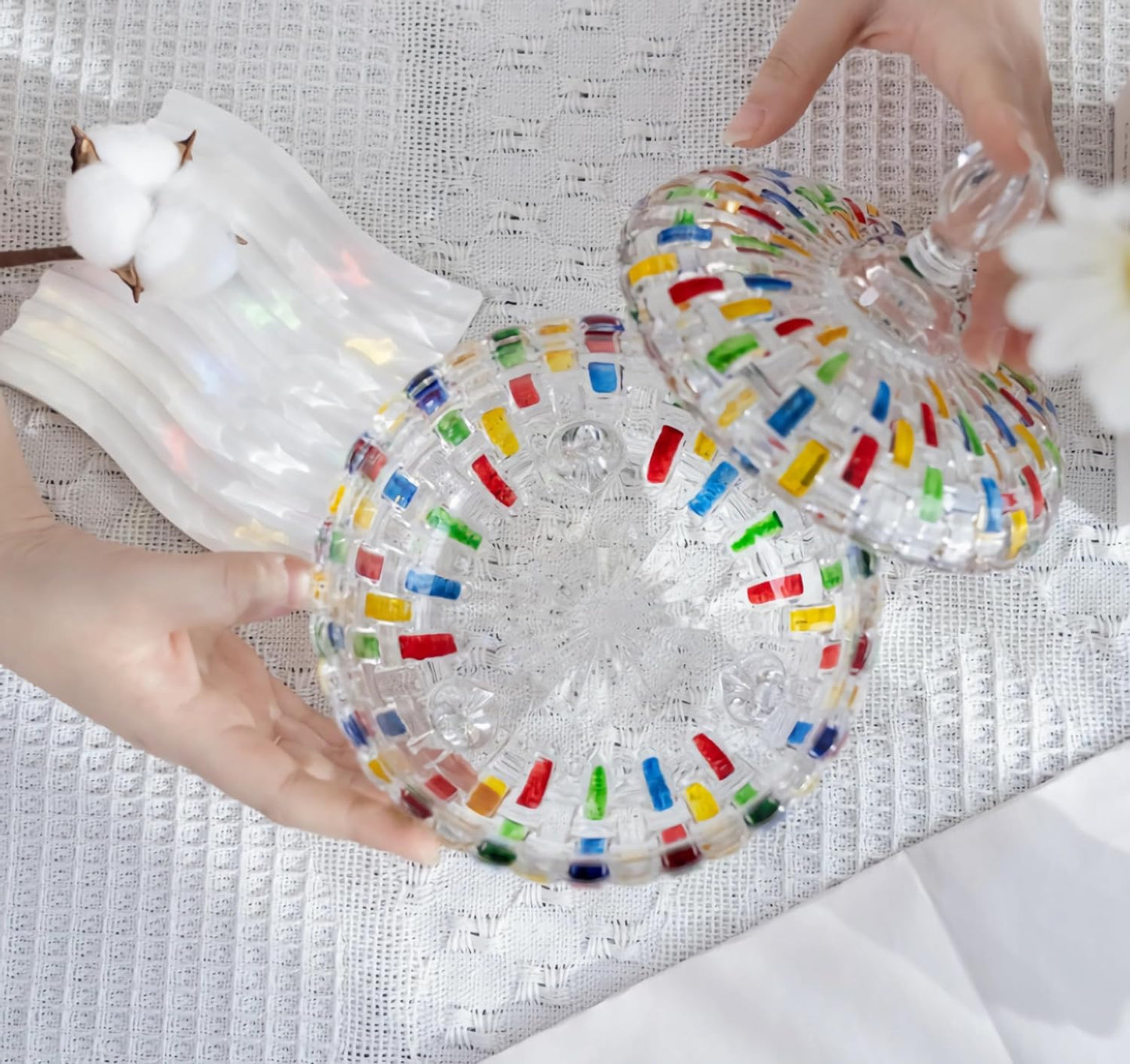 Vibrant Glass Candy Container with Lid