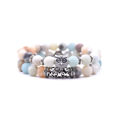 Boho Owl Beaded Stone Wristband